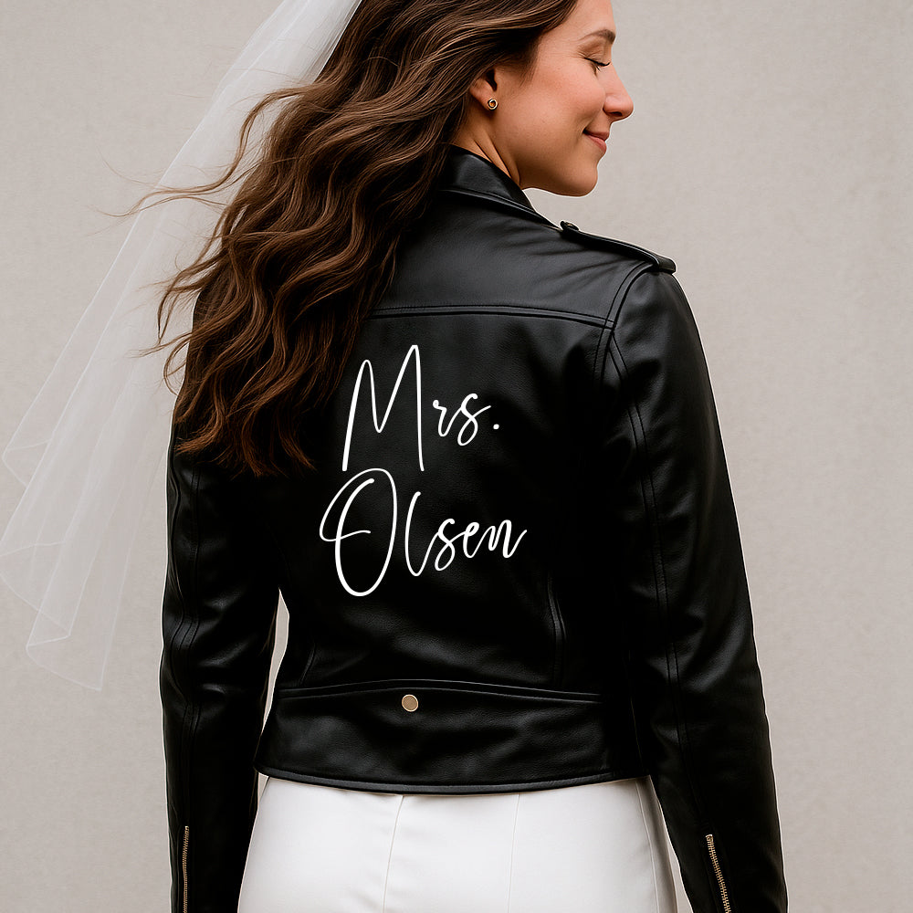 (Faux Leather) Personalized Mrs Bridal Leather Jackets