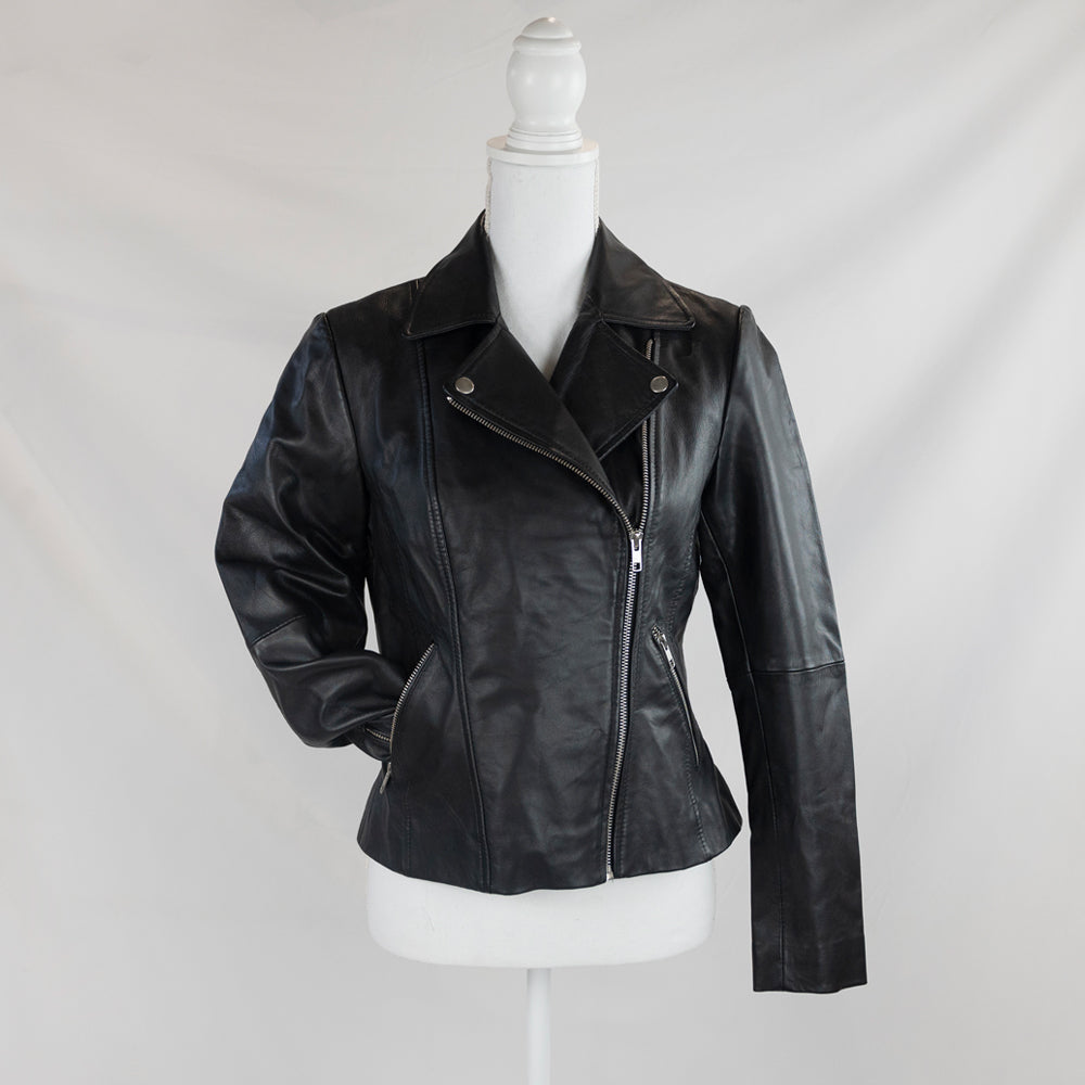 (Real Leather) Embroidered Leather Jacket