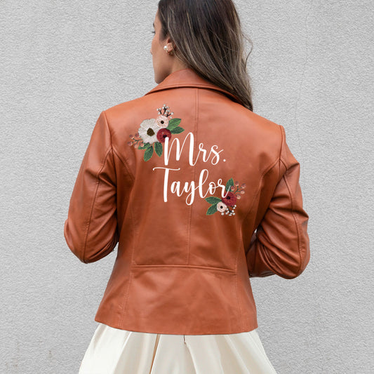 (Real Leather) Personalized Bridal Leather Jacket