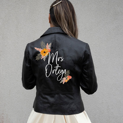 (Real Leather) Personalized Bridal Leather Jacket
