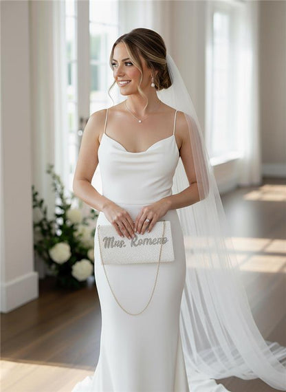 Mrs. Last Name Beaded Zipper Purse