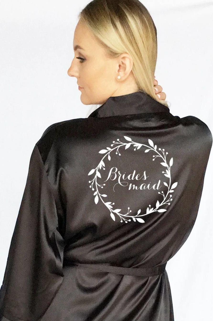 wreath style bridesmaid robe back view