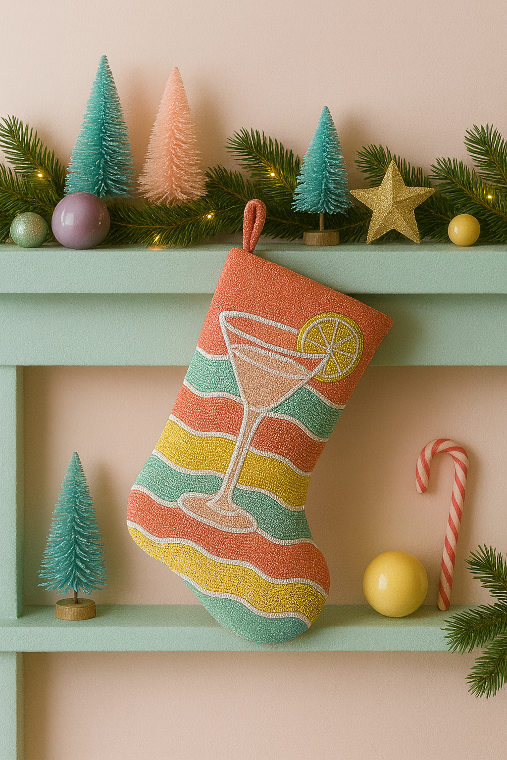 Hot Cocoa Beaded Stocking