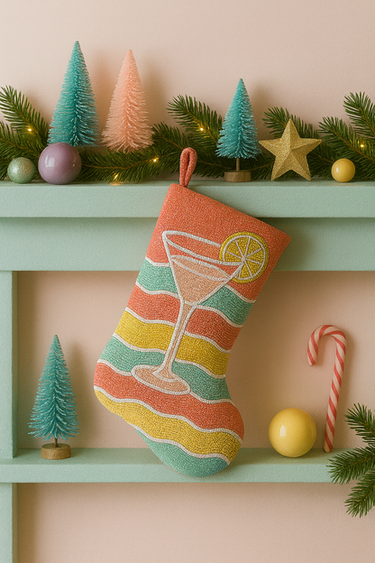 Hot Cocoa Beaded Stocking