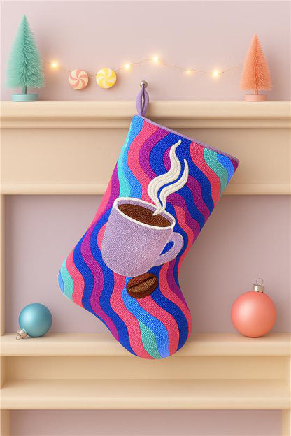 Hot Cocoa Beaded Stocking