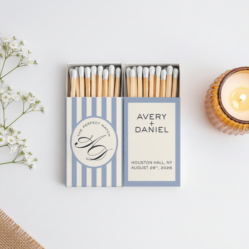 Blue Striped Monogram Matchboxes (CS 7)