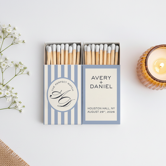 Blue Striped Monogram Matchboxes (CS 7)