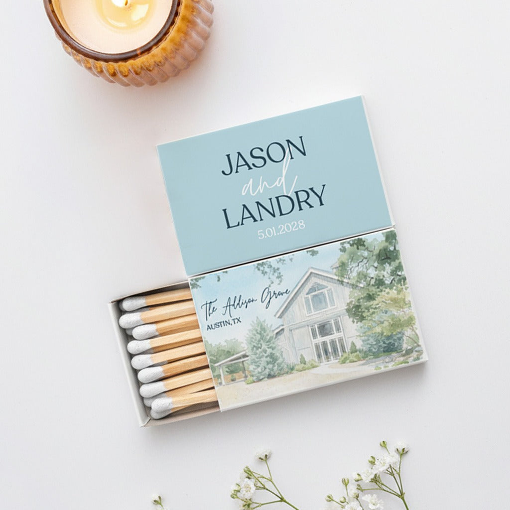 Watercolor Wedding Venue Matchbox (CS 8)