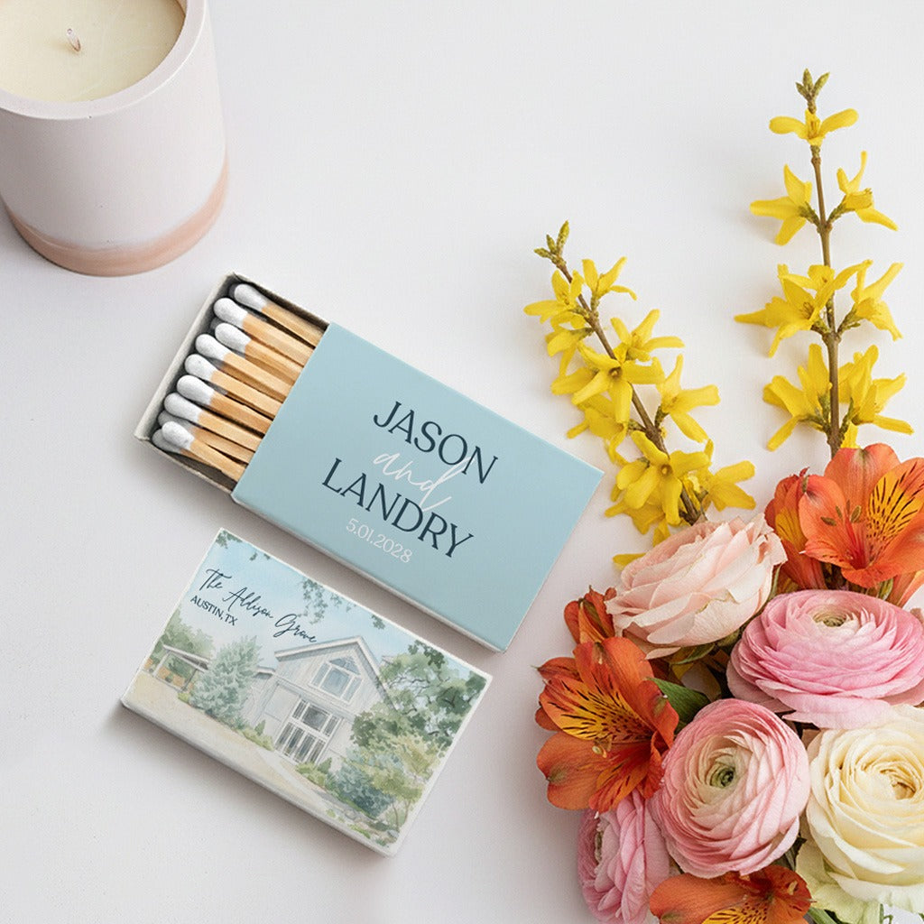 Watercolor Wedding Venue Matchbox (CS 8)