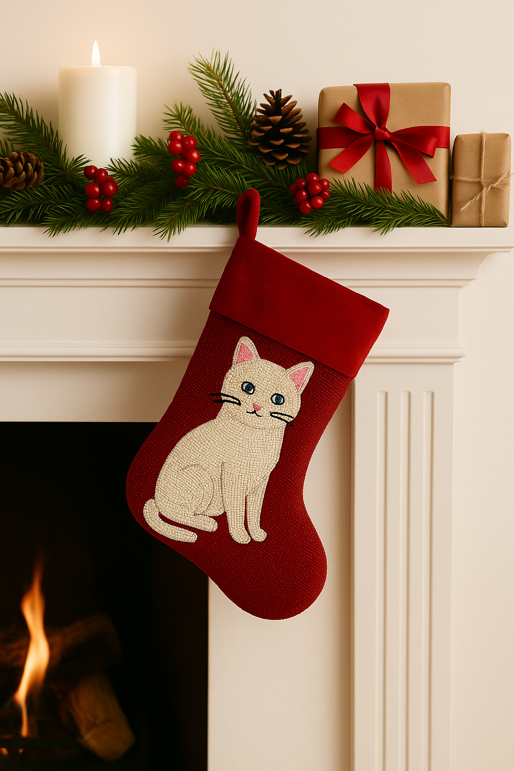 Custom Beaded Dog Christmas Stocking