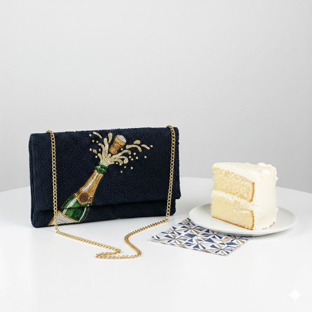 Champagne Pop Beaded Clutch