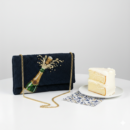 Champagne Pop Beaded Clutch