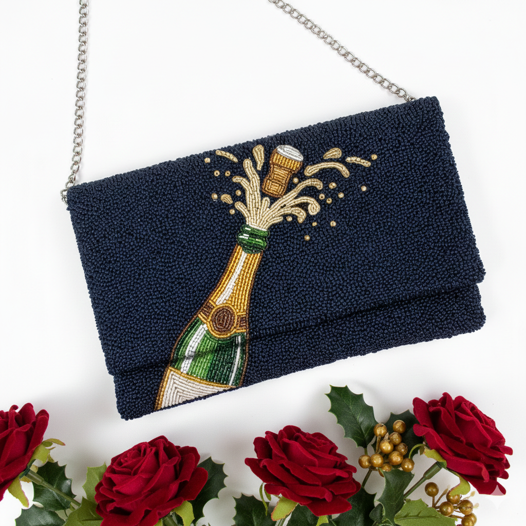 Champagne Pop Beaded Clutch