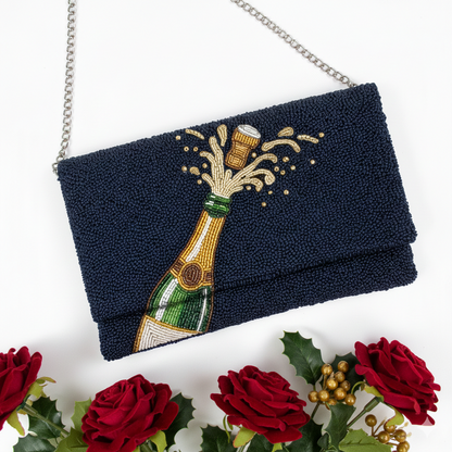 Champagne Pop Beaded Clutch