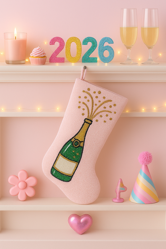 Champagne Celebration Beaded Stocking