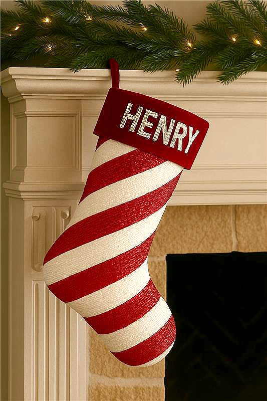 Personalized Beaded Christmas Stocking