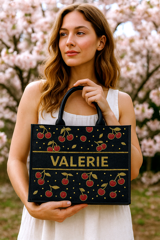 Cherry Pattern Tote Handbag