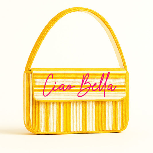 Ciao Bella Yellow Beaded Bag