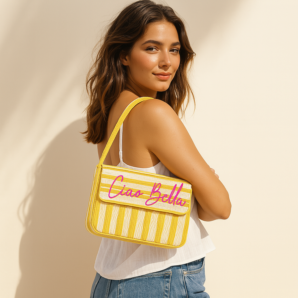 Ciao Bella Yellow Beaded Bag