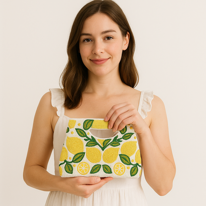 Lemon Beaded Purse