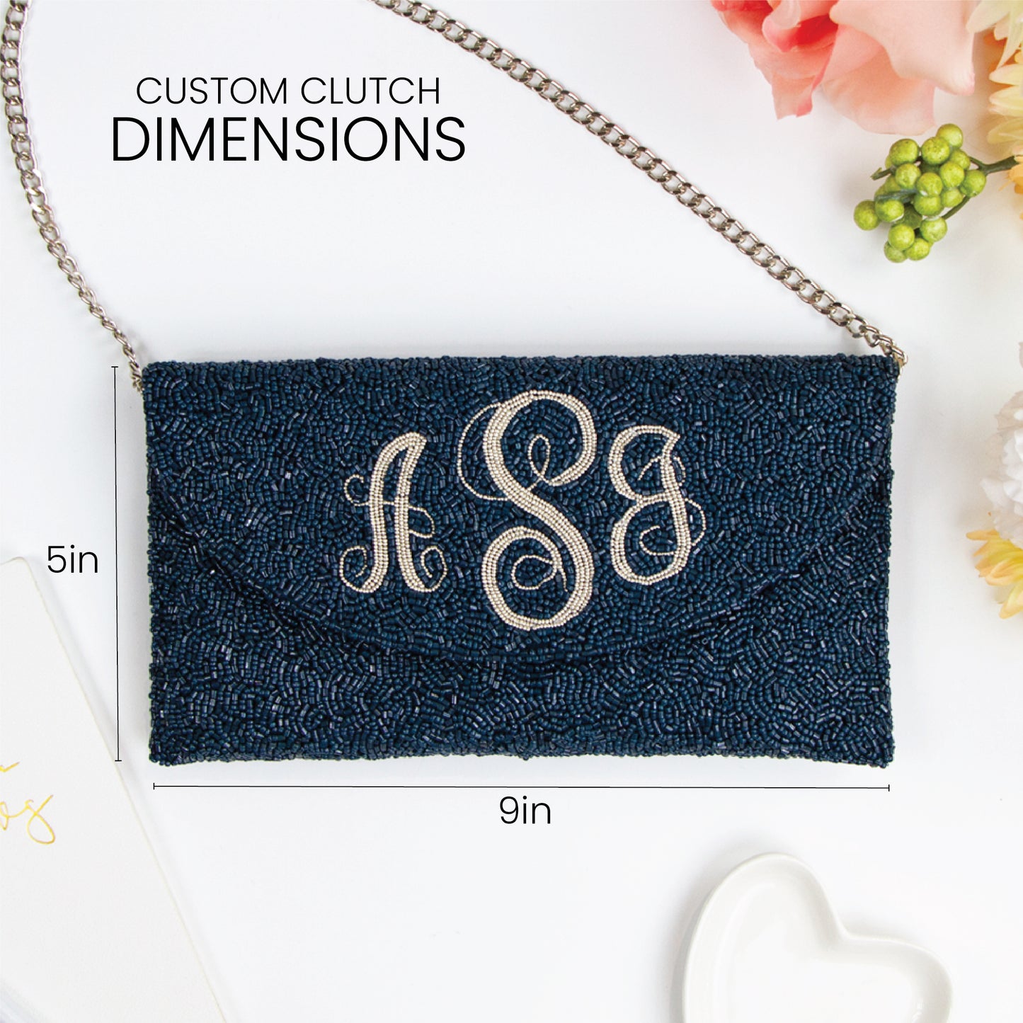 Beaded Half-Moon Envelope Bridal Clutch