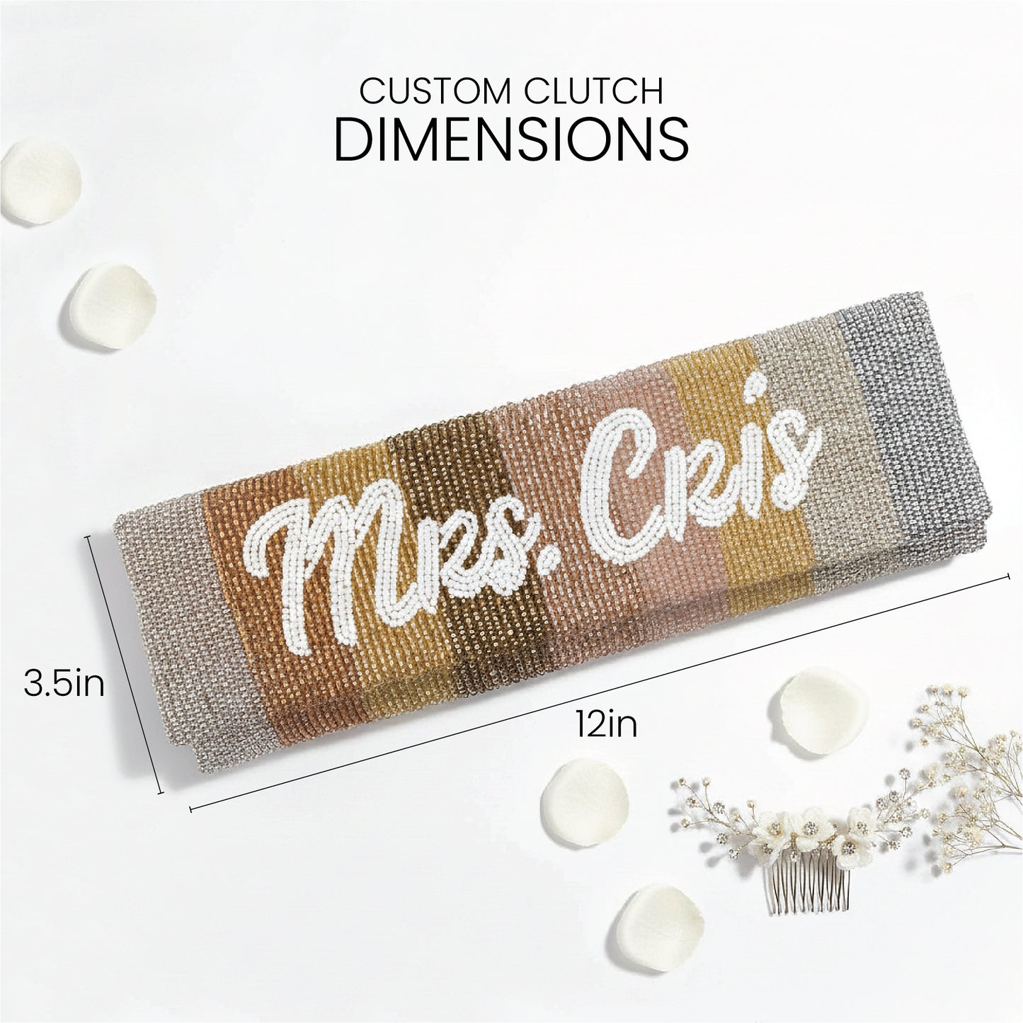 Fully Beaded Rectangular Clutch for Bride