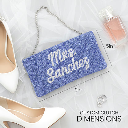 Beaded & Velvet Zipper Bridal Clutch