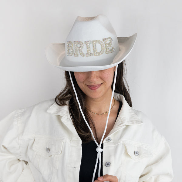 Dallas Taupe Bridal Hat Cowboy Style - Bride