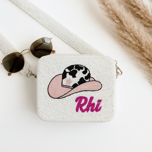 Personalized Hat Beaded Crossbody Bag (GD)
