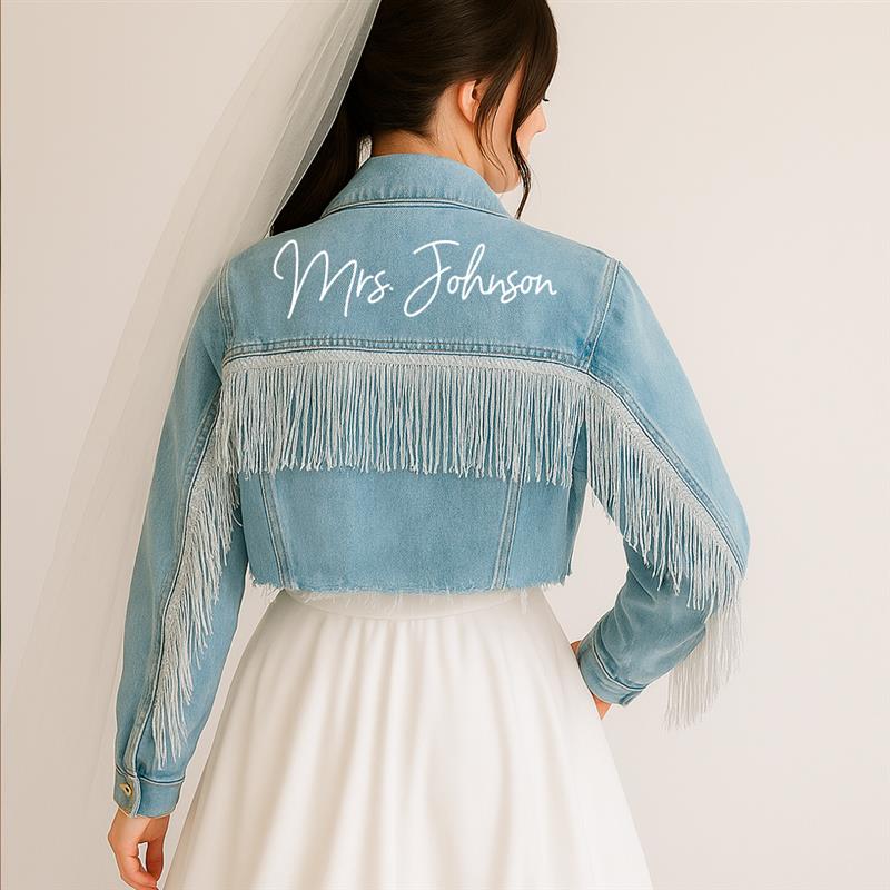 (Blue Fringe) Bridal Denim Jacket