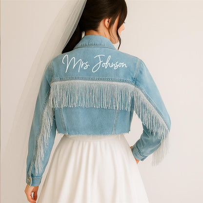 (Blue Fringe) Bridal Denim Jacket