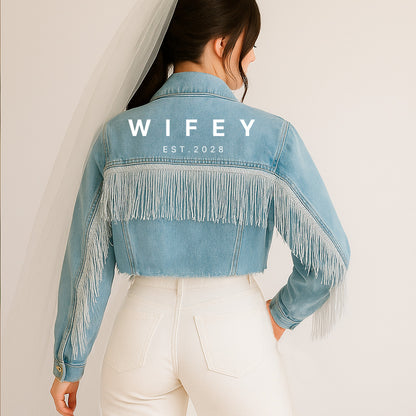 (Blue Fringe) Bachelorette Party Denim Jacket
