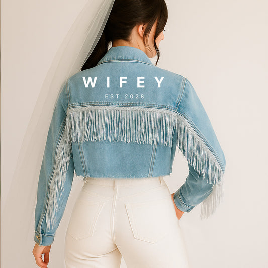 (Blue Fringe) Bachelorette Party Denim Jacket