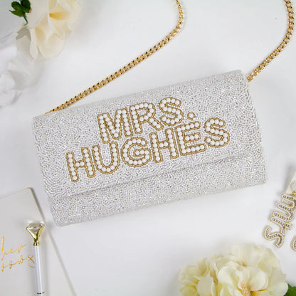 Personalized Pearl Beaded Clutch