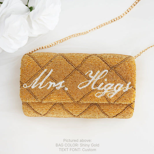 Quilted Barrel Beaded Clutch for Brides