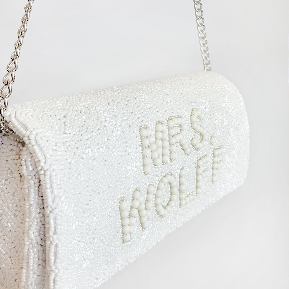 Personalized Pearl Beaded Clutch (FOG)