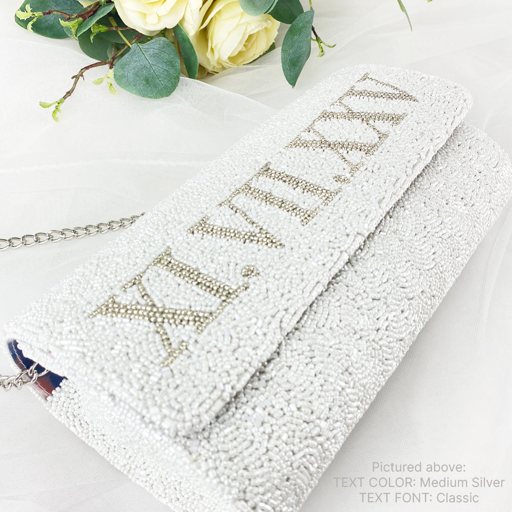 Custom Bridal Wedding Date Clutch Bag (FOG)