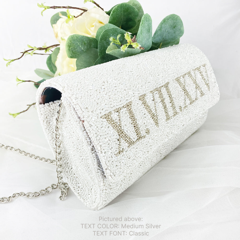 Custom Bridal Wedding Date Clutch Bag (FOG)