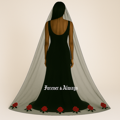 Custom Beaded Black Veil