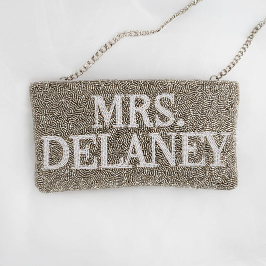 Beaded & Velvet Zipper Bridal Clutch