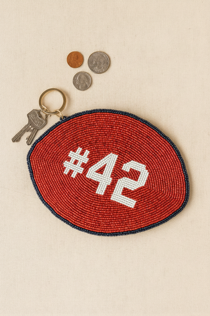 Custom Beaded Football Coin Purse