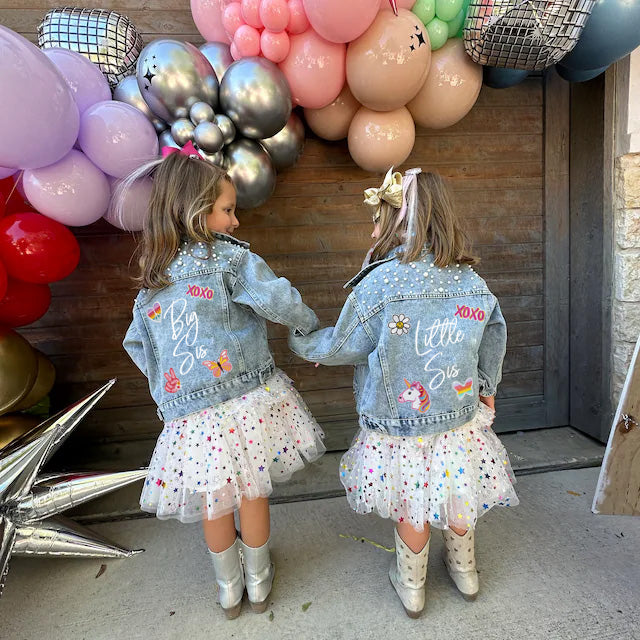 Girls denim jacket outlet with patches