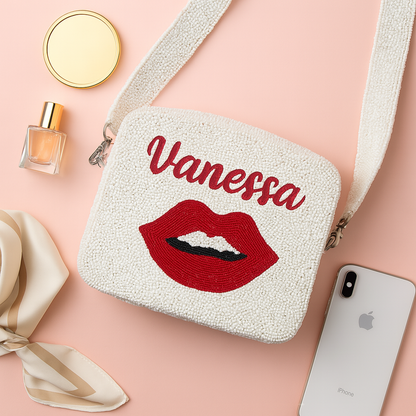 Custom Lip Beaded Crossbody Bag (GD)