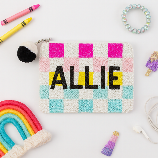 Checkered Coin Bag for Kids