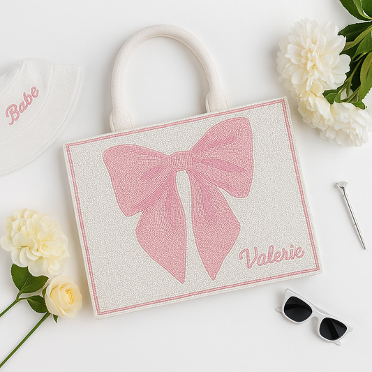 Custom Pink Ribbon Tote Bag