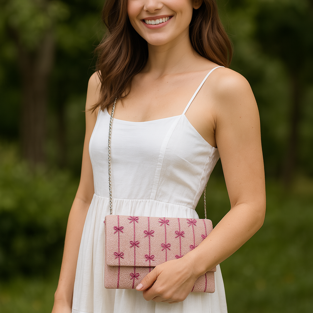 Little Line Bows Clutch Purse