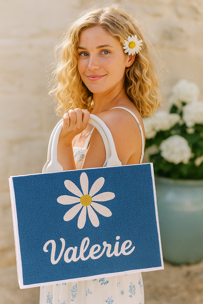 Beaded Flower Tote Bag