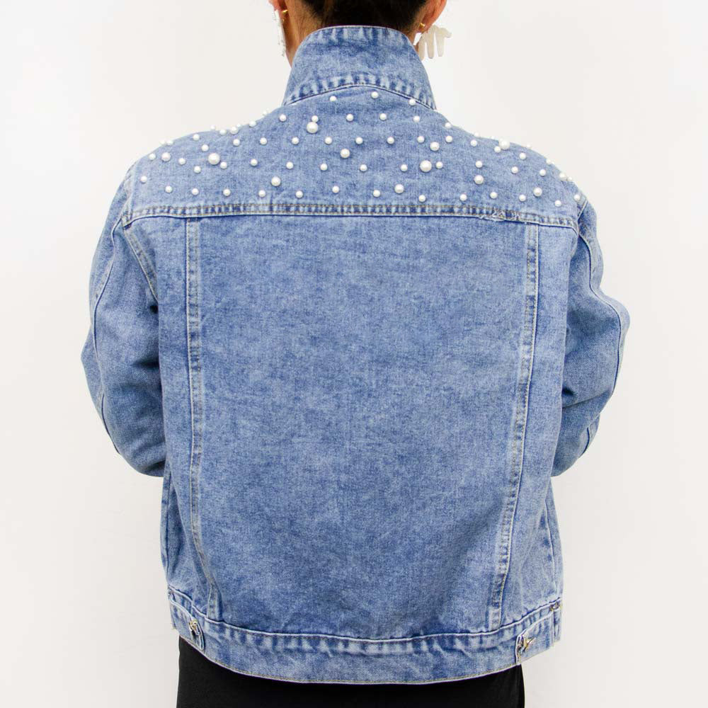 Blank Blue Denim Pearl Jacket