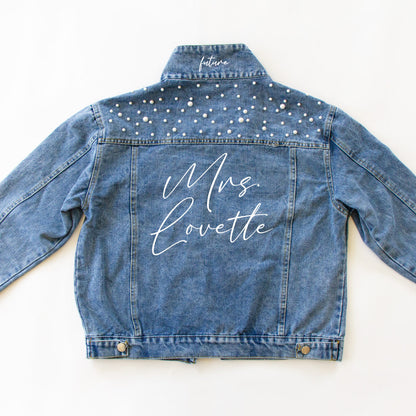 (Blue Pearl) Personalized Mrs Denim Jacket Gifts