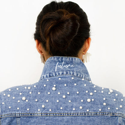 (Blue Pearl) Personalized Mrs Denim Jacket Gifts